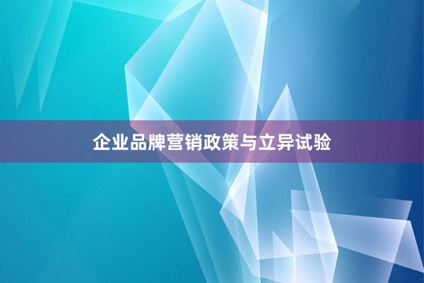 企业品牌营销政策与立异试验
