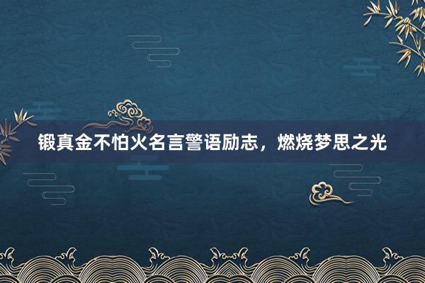 锻真金不怕火名言警语励志，燃烧梦思之光
